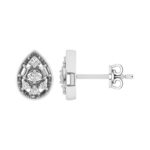 LADIES EARRINGS 0.20CT ROUND/BAGUETTE DIAMOND 10K WHITE GOLD - Image 2