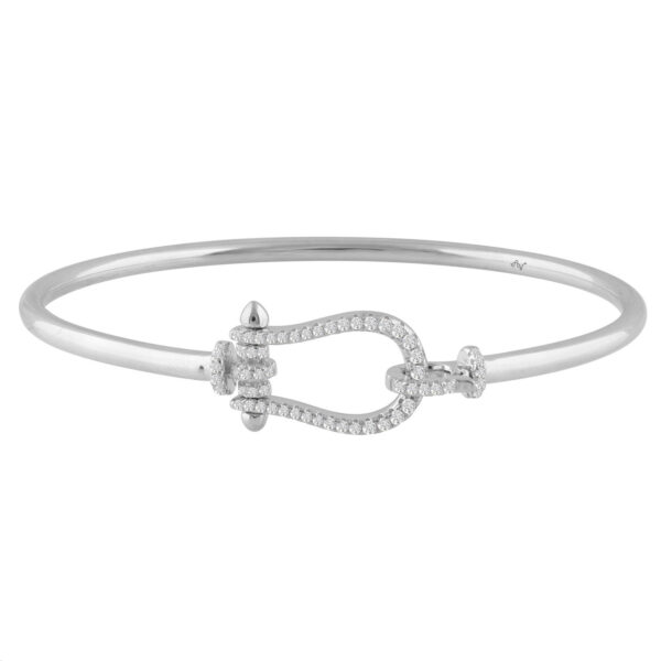 LADIES BANGLE 0.40CT ROUND DIAMOND 14K WHITE GOLD
