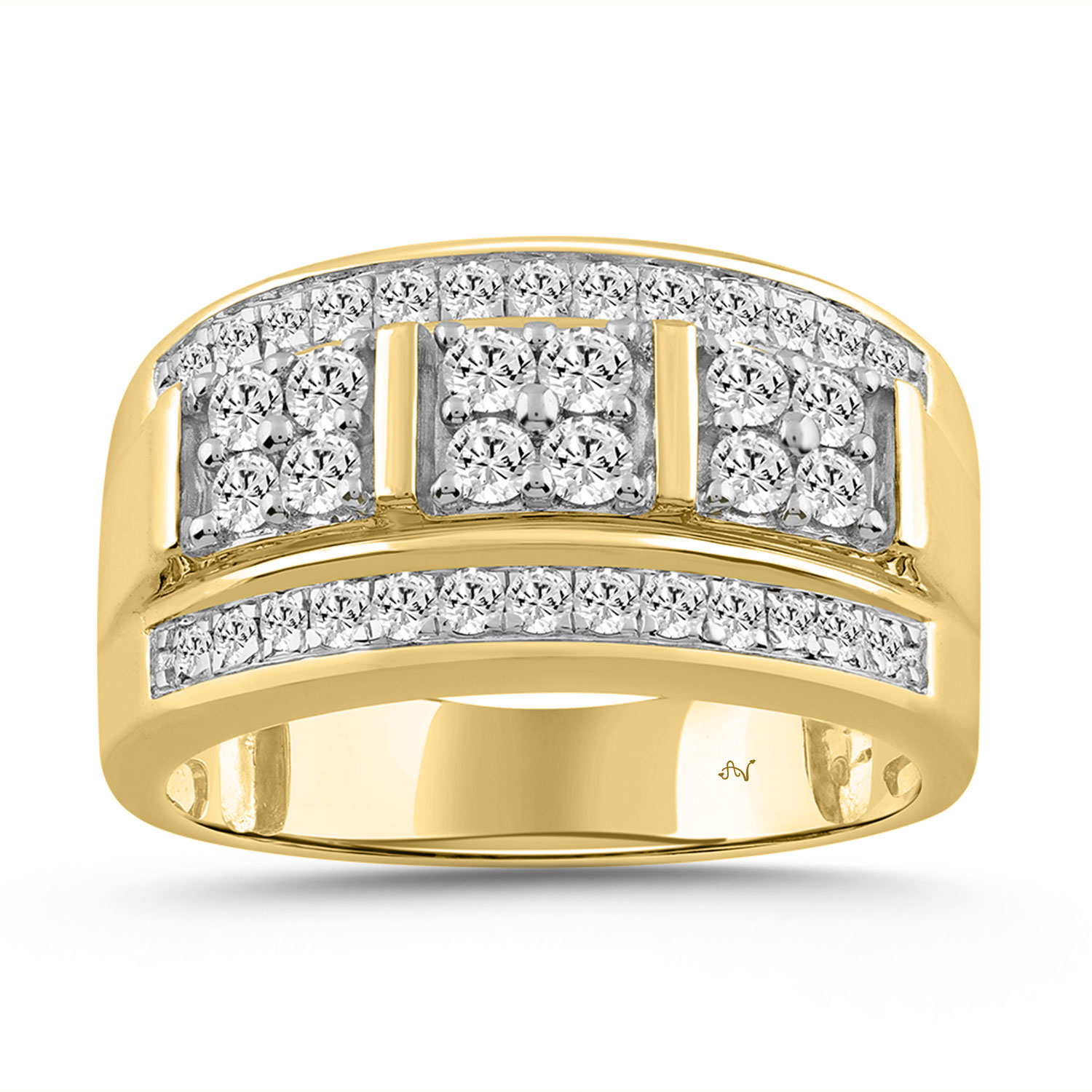 MEN'S RING 1.00CT ROUND DIAMOND 10K YELLOW GOLD - Image 1