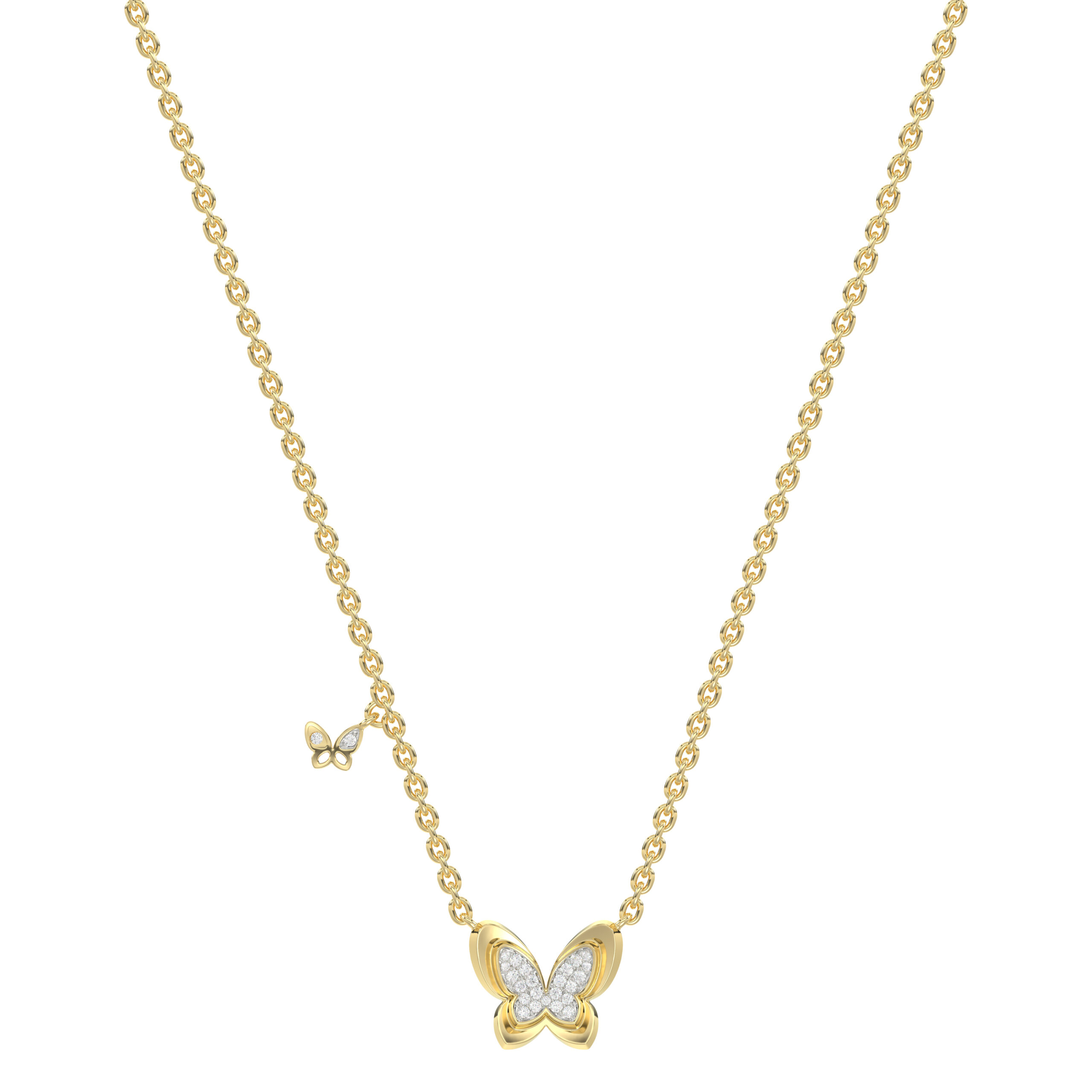 LADIES NECKLACE 0.15CT ROUND DIAMOND 14K YELLOW GOLD - Image 1