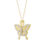LADIES PENDANT WITH CHAIN 0.25CT ROUND DIAMOND 10K YELLOW GOLD - Image 2