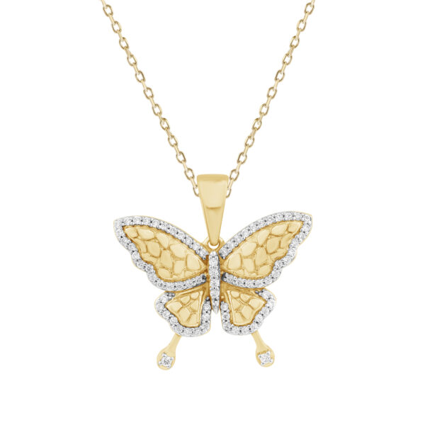 LADIES PENDANT WITH CHAIN 0.25CT ROUND DIAMOND 10K YELLOW GOLD