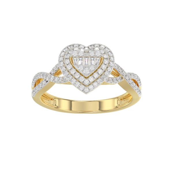 LADIES RING 0.33CT ROUND/BAGUETTE DIAMOND 10K YELLOW GOLD