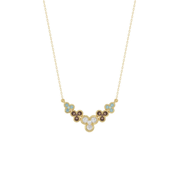 LADIES NECKLACE 0.33CT ROUND DIAMOND 14K YELLOW GOLD