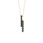 LADIES PENDANT 0.25CT ROUND/ROUND BLUE/DARK BROWN DIAMOND 14K YELLOW GOLD - Image 2
