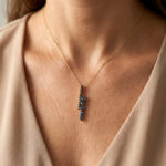 LADIES PENDANT 0.25CT ROUND/ROUND BLUE/DARK BROWN DIAMOND 14K YELLOW GOLD - Image 5