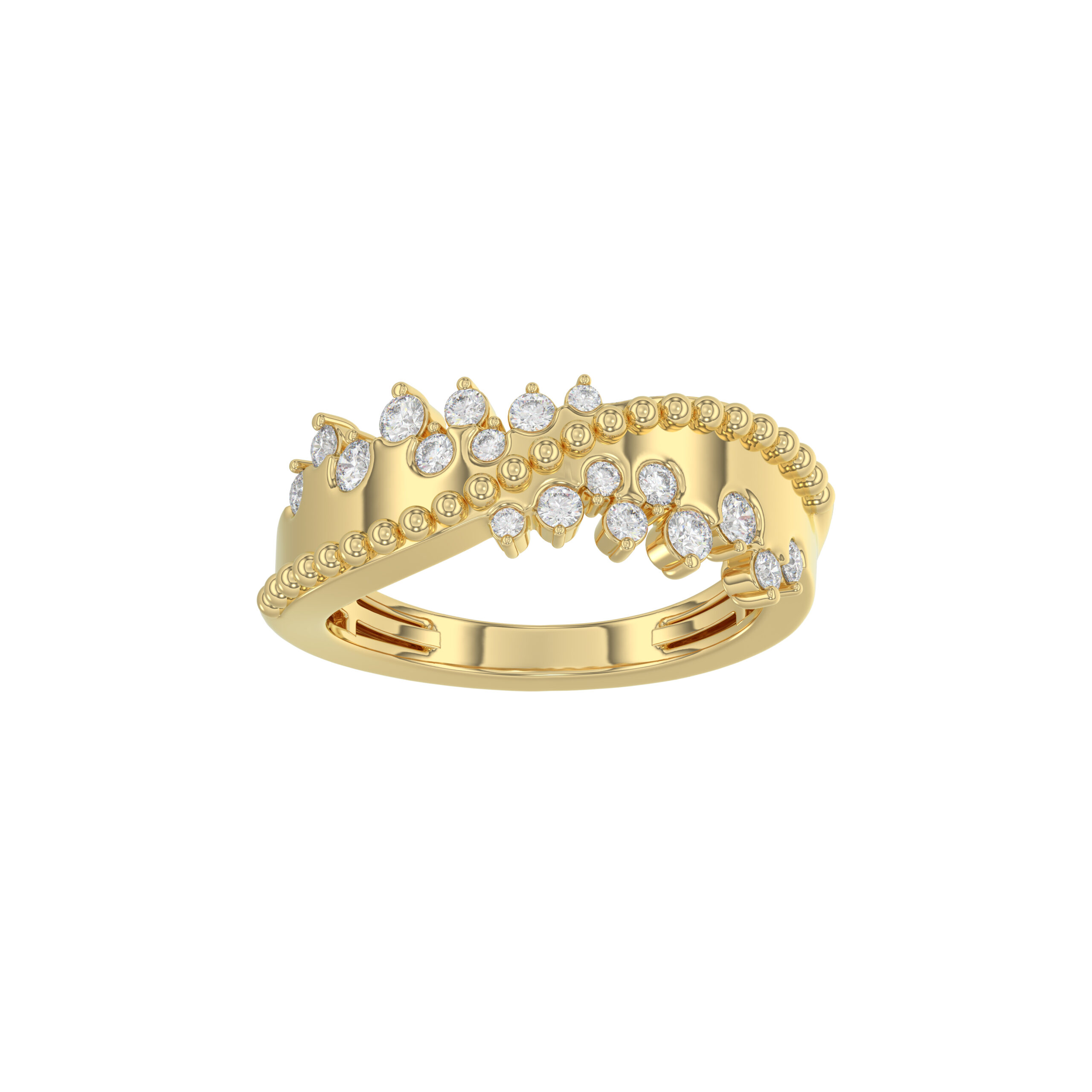 LADIES RING 0.50CT ROUND DIAMOND 14K YELLOW GOLD - Image 1