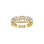 LADIES RING 0.75CT ROUND/BAGUETTE DIAMOND 14K YELLOW GOLD