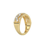 LADIES RING 0.75CT ROUND/BAGUETTE DIAMOND 14K YELLOW GOLD - Image 3