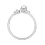 0.10 Ct Round Diamond And Pearl Fashion Ring � 14K White Gold For Women - Image 2
