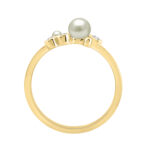 0.10 Ct Round Diamond And Pearl Fashion Ring � 14K Yellow Gold For Women - Image 2