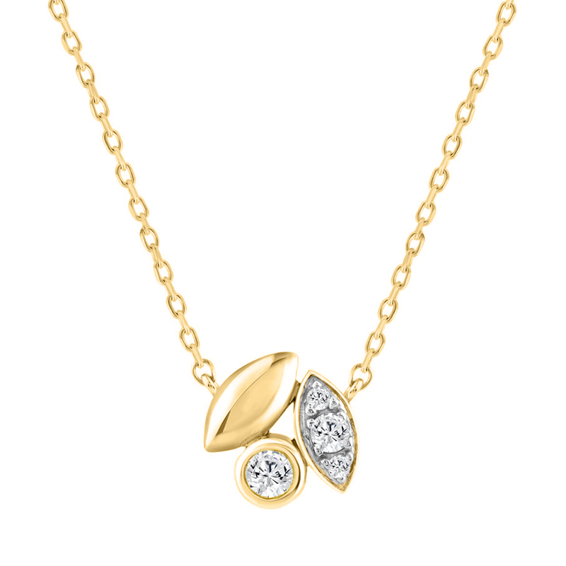 Elegance Ladies Round Diamond Cluster Fashion Necklace In 10K Yellow Gold � Marquise Design - Image 1