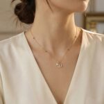 LADIES NECKLACE 0.10CT ROUND DIAMOND 10K YELLOW GOLD - Image 4