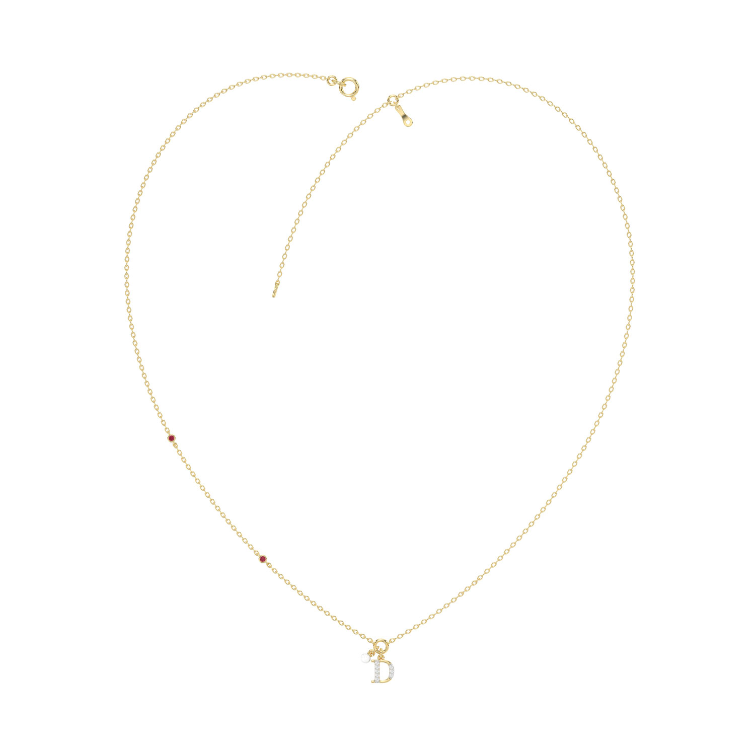 LADIES NECKLACE 0.10CT ROUND DIAMOND 10K YELLOW GOLD - Image 1