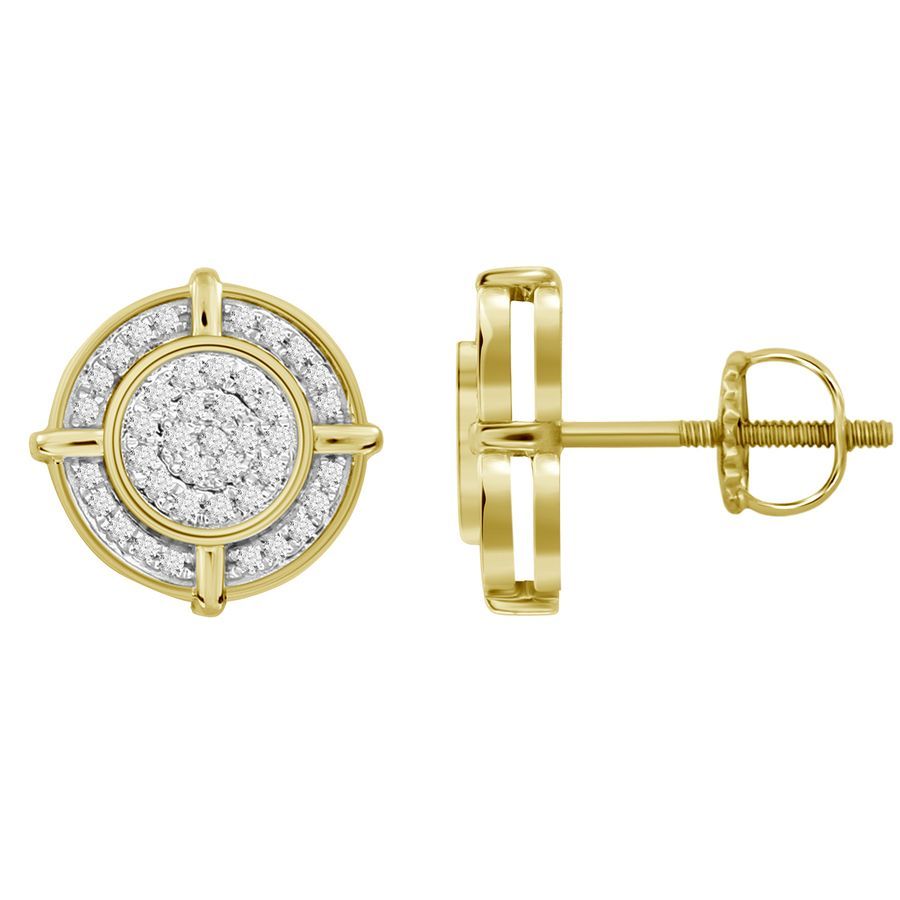LADIES STUD EARRINGS 0.25CT ROUND DIAMOND 10K YELLOW GOLD - Image 1