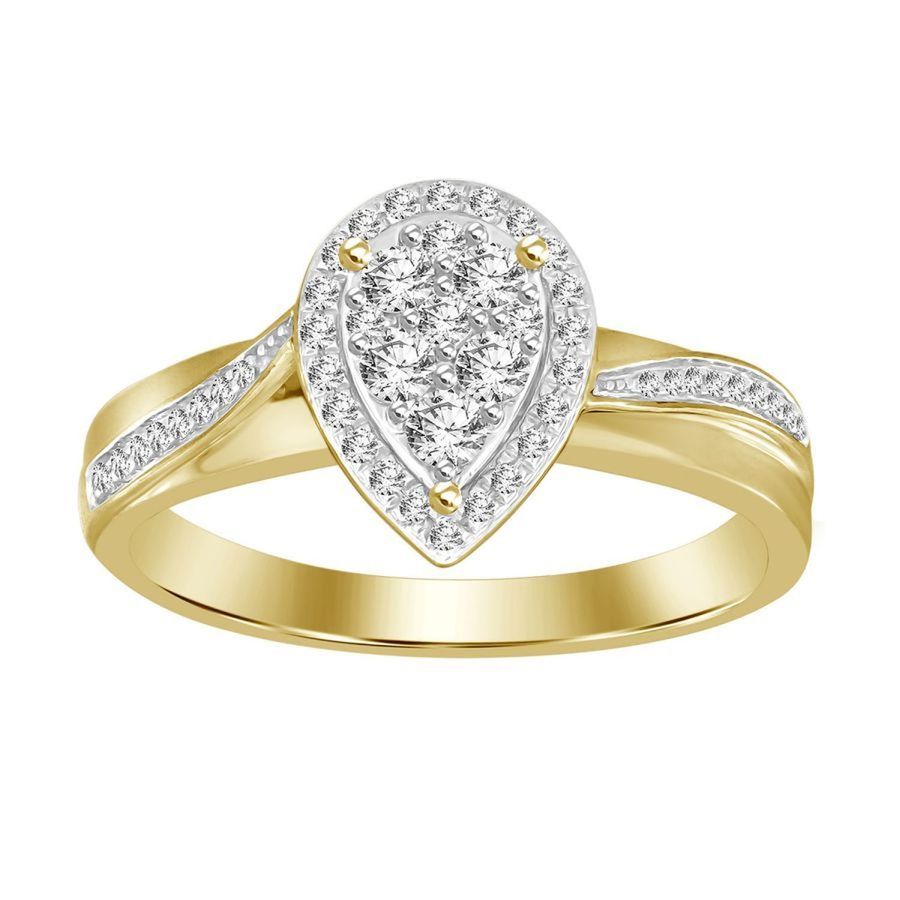 LADIES RING 0.25CT ROUND DIAMOND 10K YELLOW GOLD - Image 1