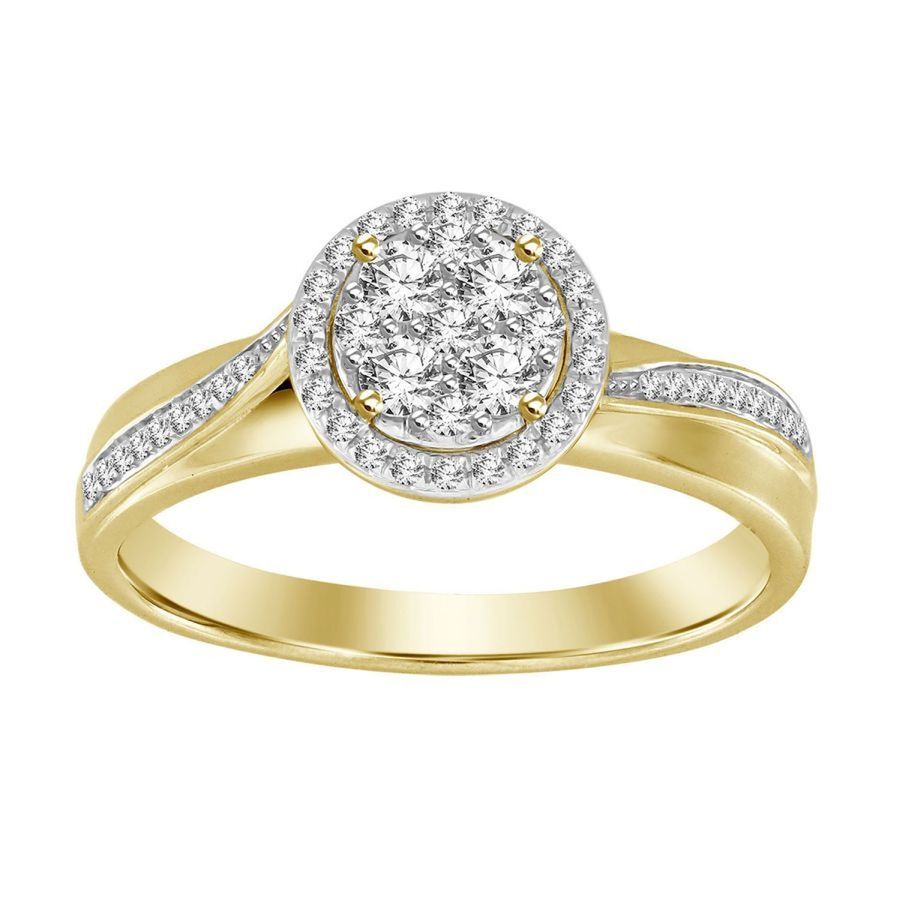 LADIES RING 0.25CT ROUND DIAMOND 10K YELLOW GOLD - Image 1
