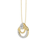 Beautiful 10K Yellow Gold Ladies Pendant With Double Circle Design And Sparkling 0.13 Ct Round Diamonds. Includes Chain. - Image 3