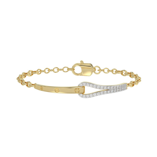 Stylish 10K Yellow Gold Diamond Bangle For Women With Sparkling 0.33 Ct Round Diamonds. A Modern And Elegant Fine Jewelry