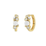 Luxury 10K Yellow Gold Pearl And Diamond Earrings Featuring 0.20 Ct Round Diamonds. A Classic And Elegant Ladies Jewelry Design - Image 3
