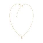 Stylish 10K Yellow Gold Ladies “P” Letter Necklace Featuring Round Ruby Diamonds And Pearl Accents. A Delicate And Personalized Fine Jewelry - Image 3