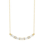 Luxury 10K Yellow Gold Ladies Necklace With Sparkling Round And Baguette Diamonds. A Refined 0.15 Ct Jewelry Design For Her.