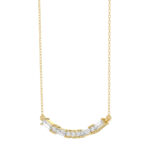 Luxury 10K Yellow Gold Ladies Necklace With Sparkling Round And Baguette Diamonds. A Refined 0.15 Ct Jewelry Design For Her. - Image 3