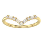 10K Yellow Gold 0.16Ct Ladies Fashion Ring Featuring Sparkling Round And Baguette Diamonds. A Timeless And Elegant Jewelry Piece Designed For Daily We