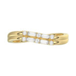 Ladies 10K Yellow Gold Diamond Fashion Ring 0.16 Ct Round & Baguette Diamond Jewelry - Image 5