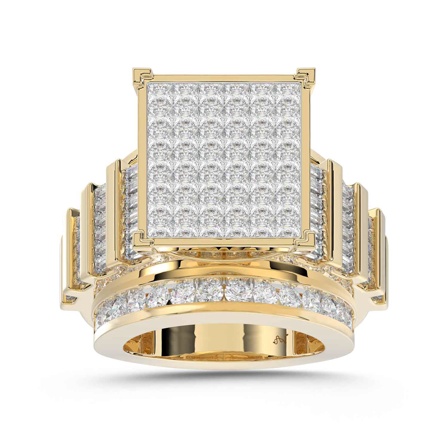 LADIES RING 4.00CT ROUND/PRINCESS/BAGUETTE DIAMOND 10K YELLOW GOLD - Image 1