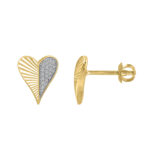 LADIES EARRINGS 0.13CT ROUND DIAMOND 10K YELLOW GOLD - Image 2