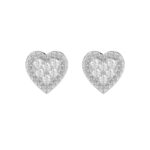 Sterling Silver Diamond Heart Stud Earrings 0.20Ct Round Cut Diamonds