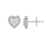 Sterling Silver Diamond Heart Stud Earrings 0.20Ct Round Cut Diamonds - Image 2