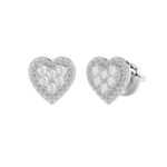 Sterling Silver Diamond Heart Stud Earrings 0.20Ct Round Cut Diamonds - Image 3