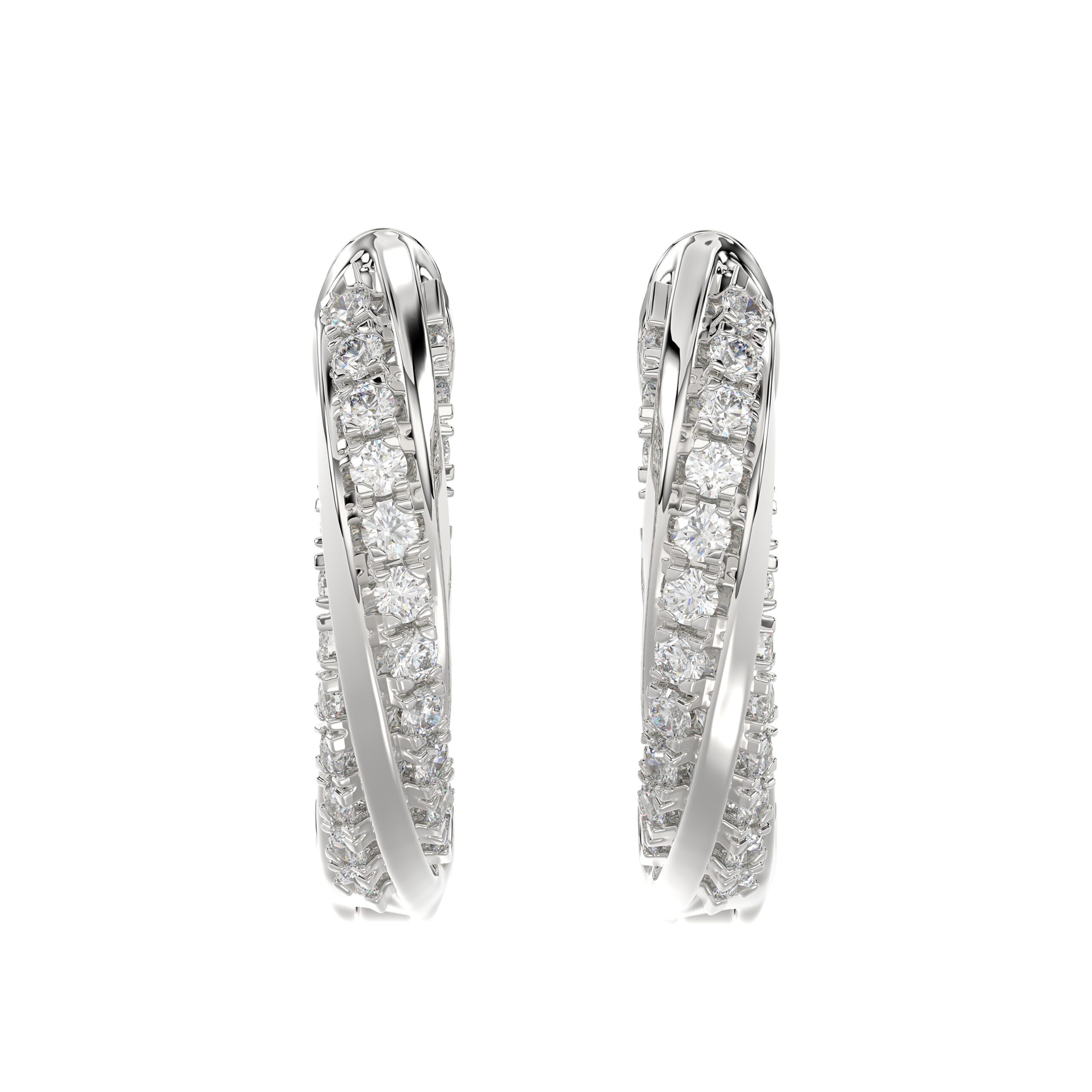 Elegant 10K White Gold Hoop Earrings Featuring 0.25Ct Round Diamonds With Brilliant Sparkle And Timeless Design. Perfect For Everyday Wear, Gifts, Ann - Image 1
