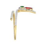 Elegant Multi-Stone 14K White Gold 0.75Ct Ladies Ring With Ruby, Sapphire, Emerald, And Marquise Diamonds. A Classic And Colorful Luxury Jewelry Piece - Image 3