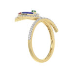 Elegant Multi-Stone 14K White Gold 0.75Ct Ladies Ring With Ruby, Sapphire, Emerald, And Marquise Diamonds. A Classic And Colorful Luxury Jewelry Piece - Image 4