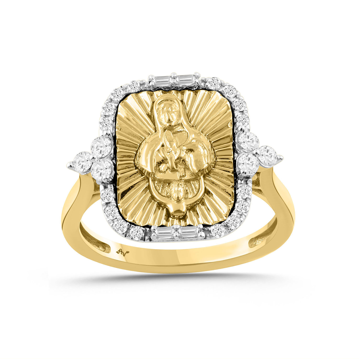 LADIES RING 0.33CT ROUND/BAGUETTE DIAMOND 10K YELLOW GOLD - Image 1