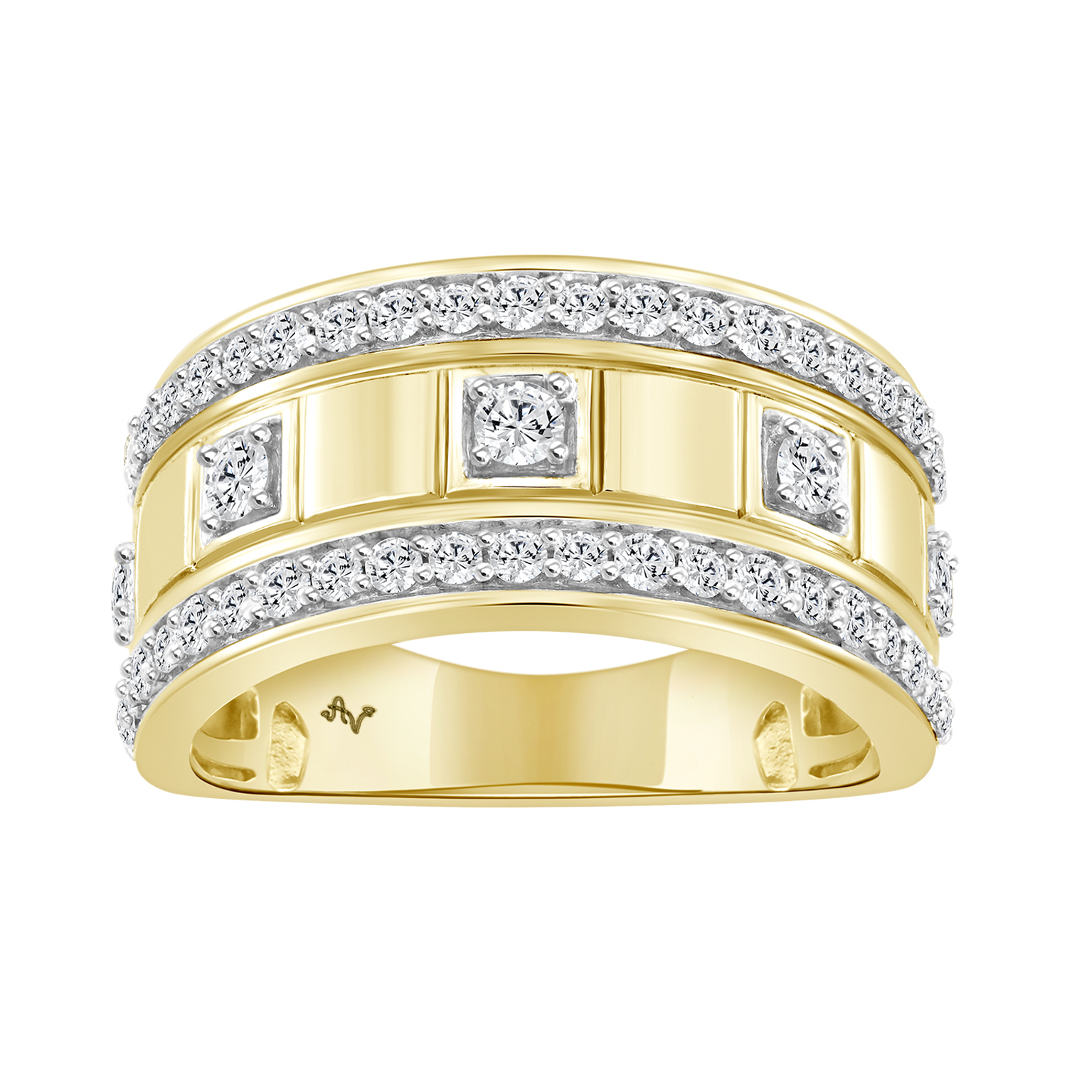 MEN'S BAND 1.00CT ROUND DIAMOND 10K YELLOW GOLD - Image 1
