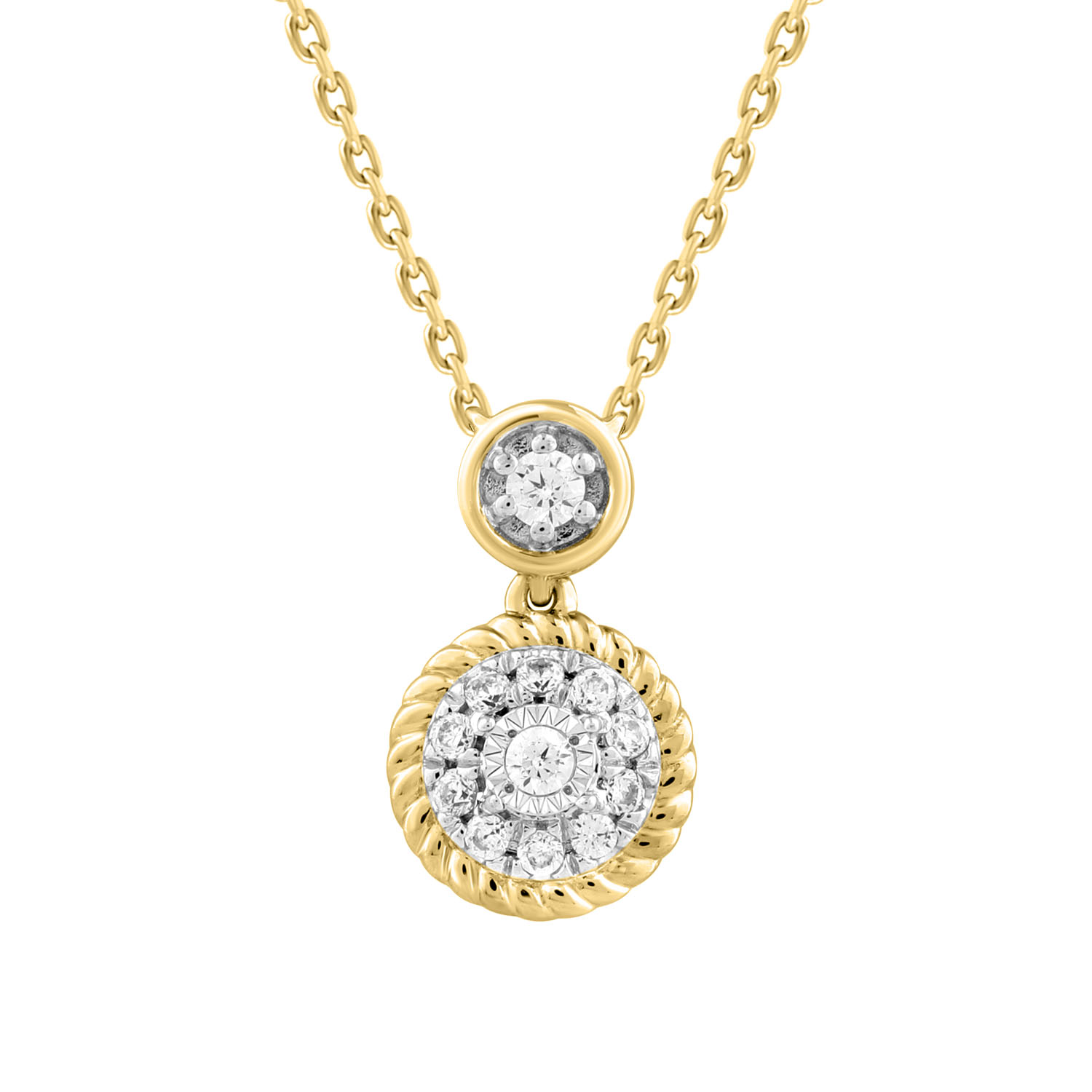 LADIES NECKLACE 0.13CT ROUND DIAMOND 14K YELLOW GOLD - Image 1