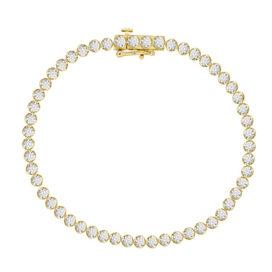 LADIES BRACELET 2.00CT ROUND DIAMOND 10K YELLOW GOLD - Image 1