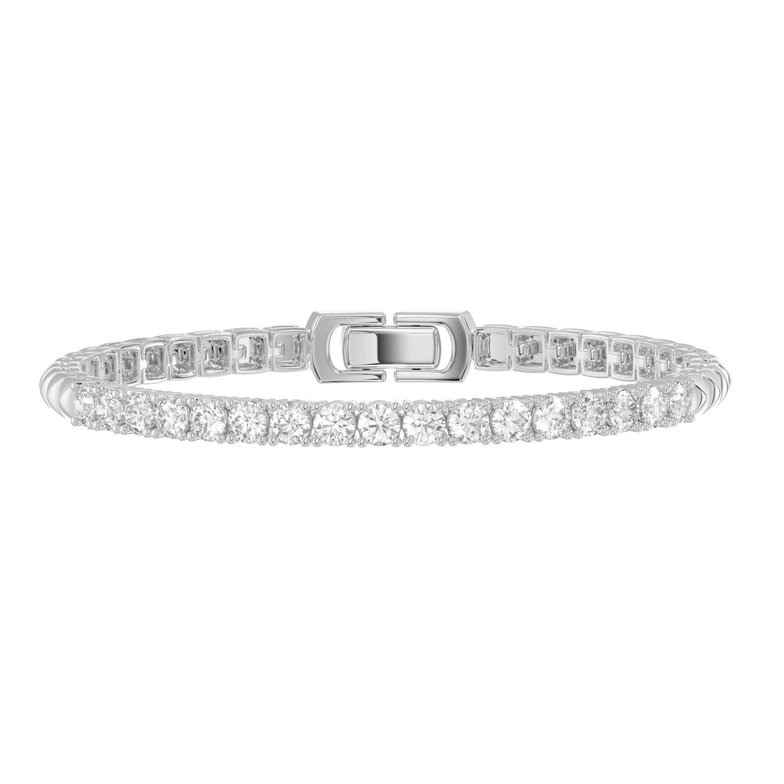 LADIES BRACELET 1.00CT ROUND DIAMOND 14K WHITE GOLD - Image 1