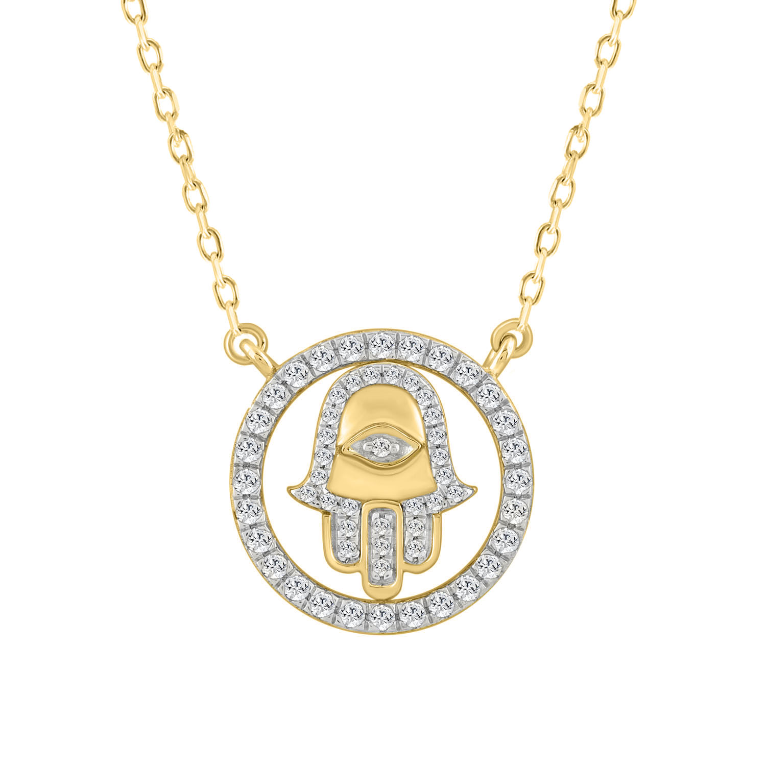 LADIES NECKLACE 0.25CT ROUND DIAMOND 14K YELLOW GOLD - Image 1