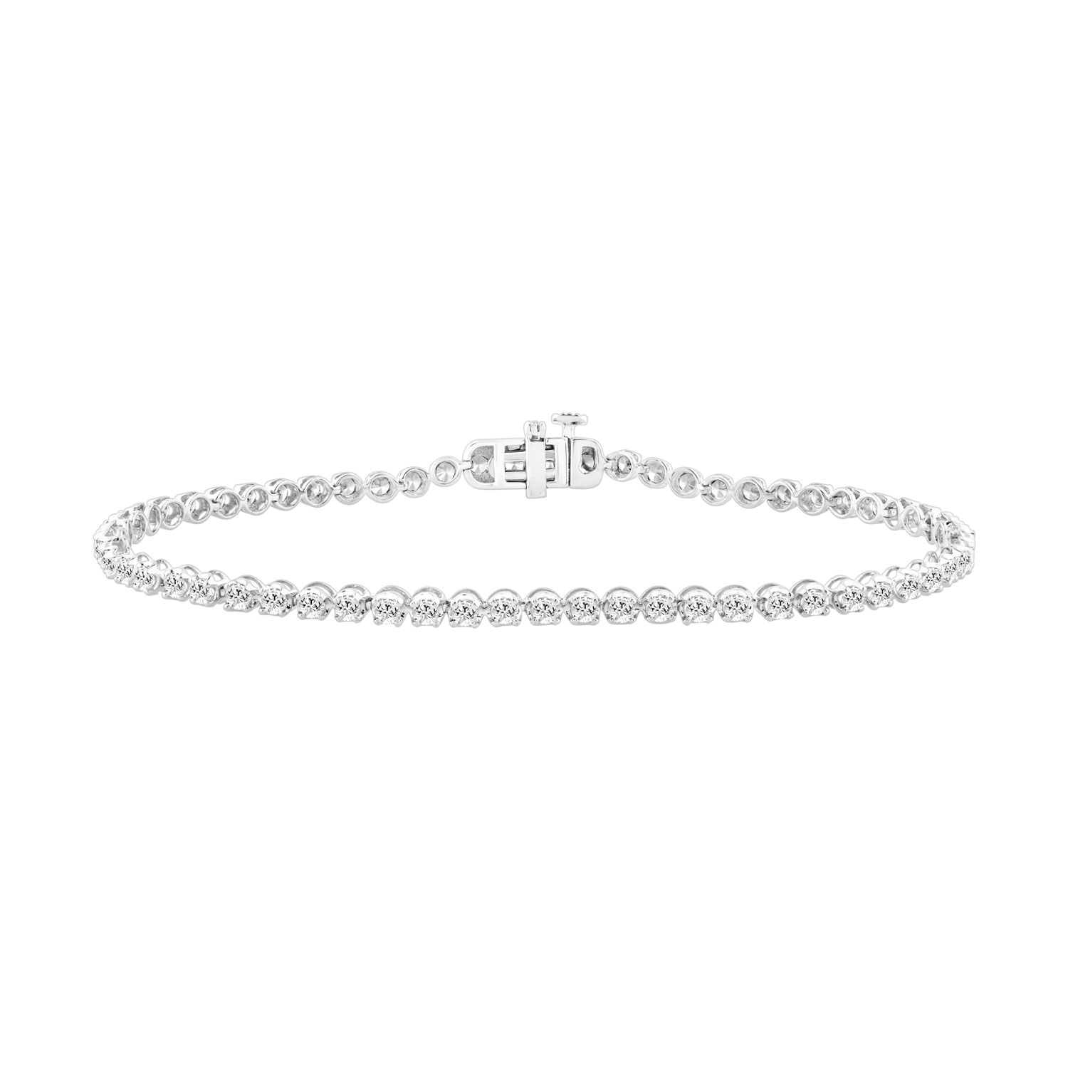 LADIES BRACELET 2.00CT ROUND DIAMOND 14K WHITE GOLD - Image 1