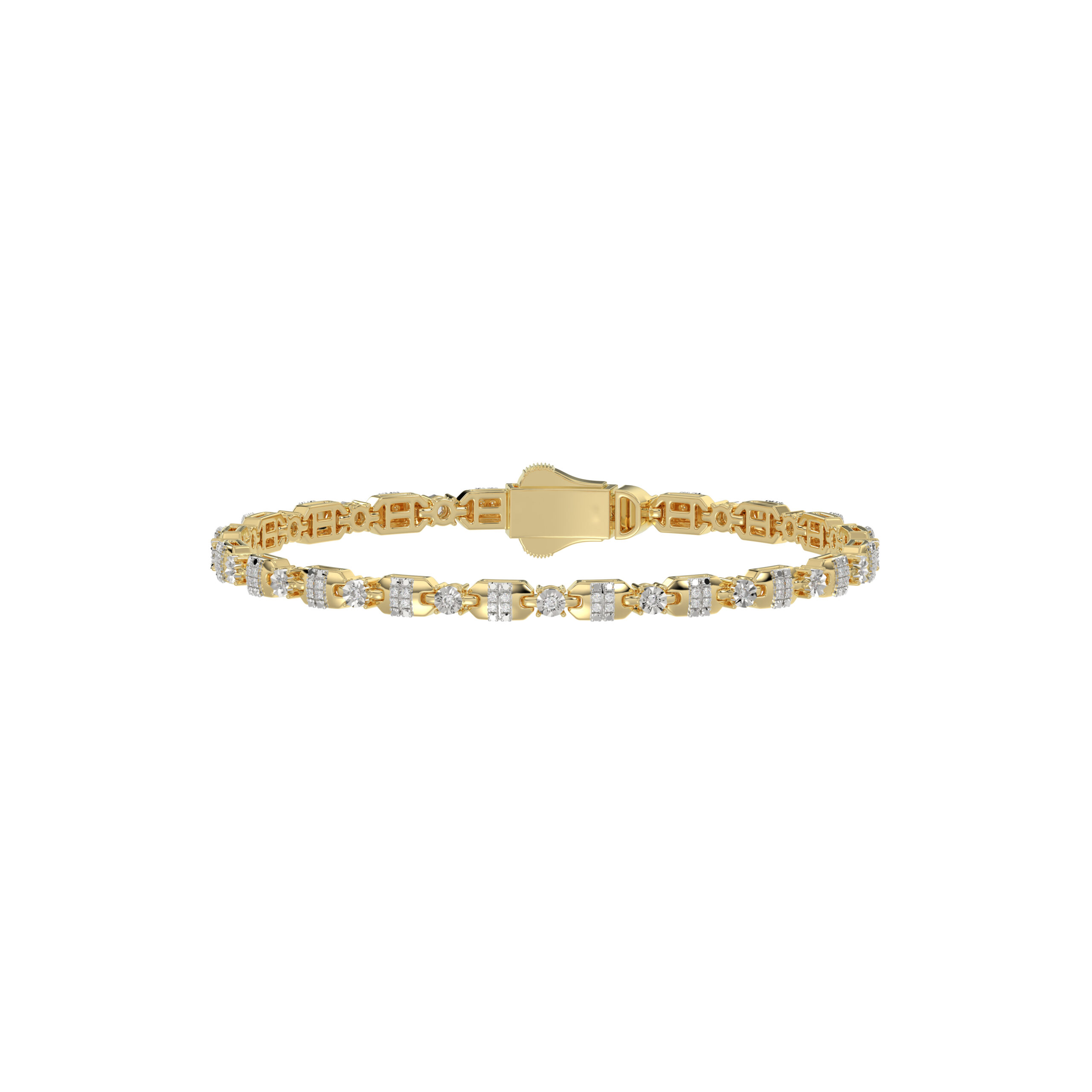 Elegant 10K Yellow Gold Ladies Bracelet With 0.33 Ct Round Diamonds. A Graceful And Minimal Fine Jewelry Design Perfect For Gifting. - Image 1