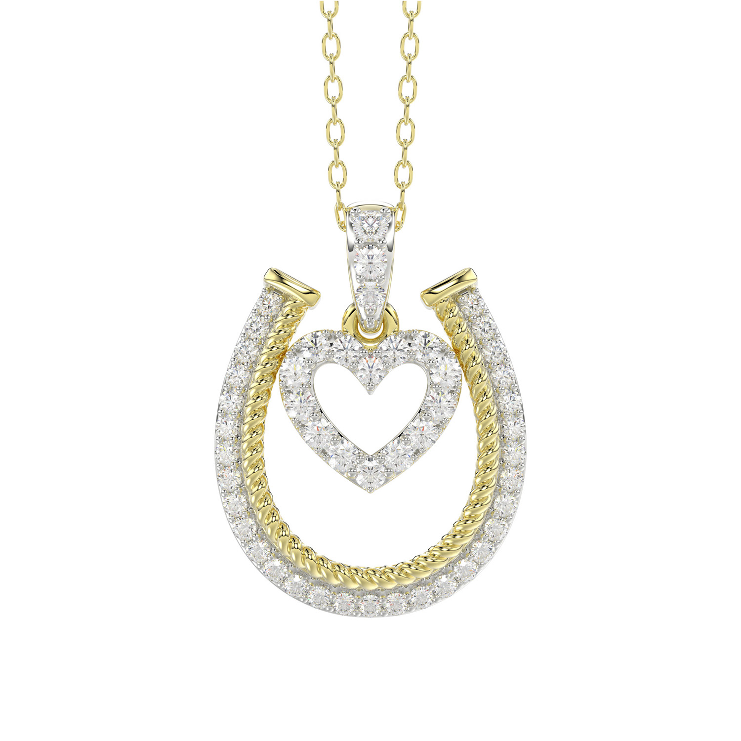 LADIES PENDANT WITH CHAIN 0.25CT ROUND DIAMOND 14K YELLOW GOLD - Image 1