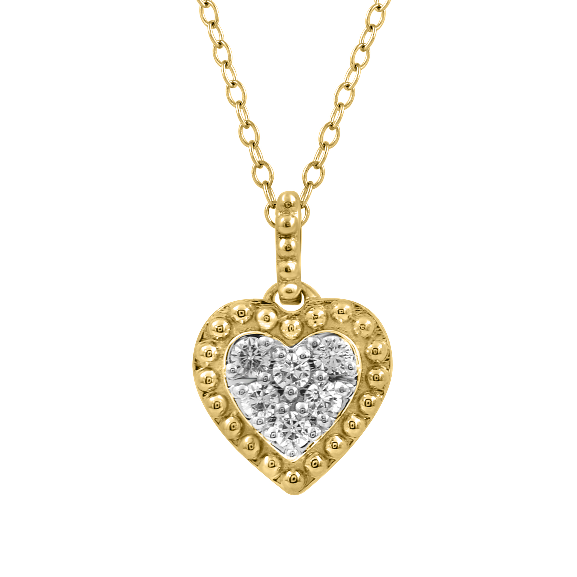 10K Yellow Gold Heart Shape Diamond Pendant With Chain 0.10CT Round Diamond - Image 1