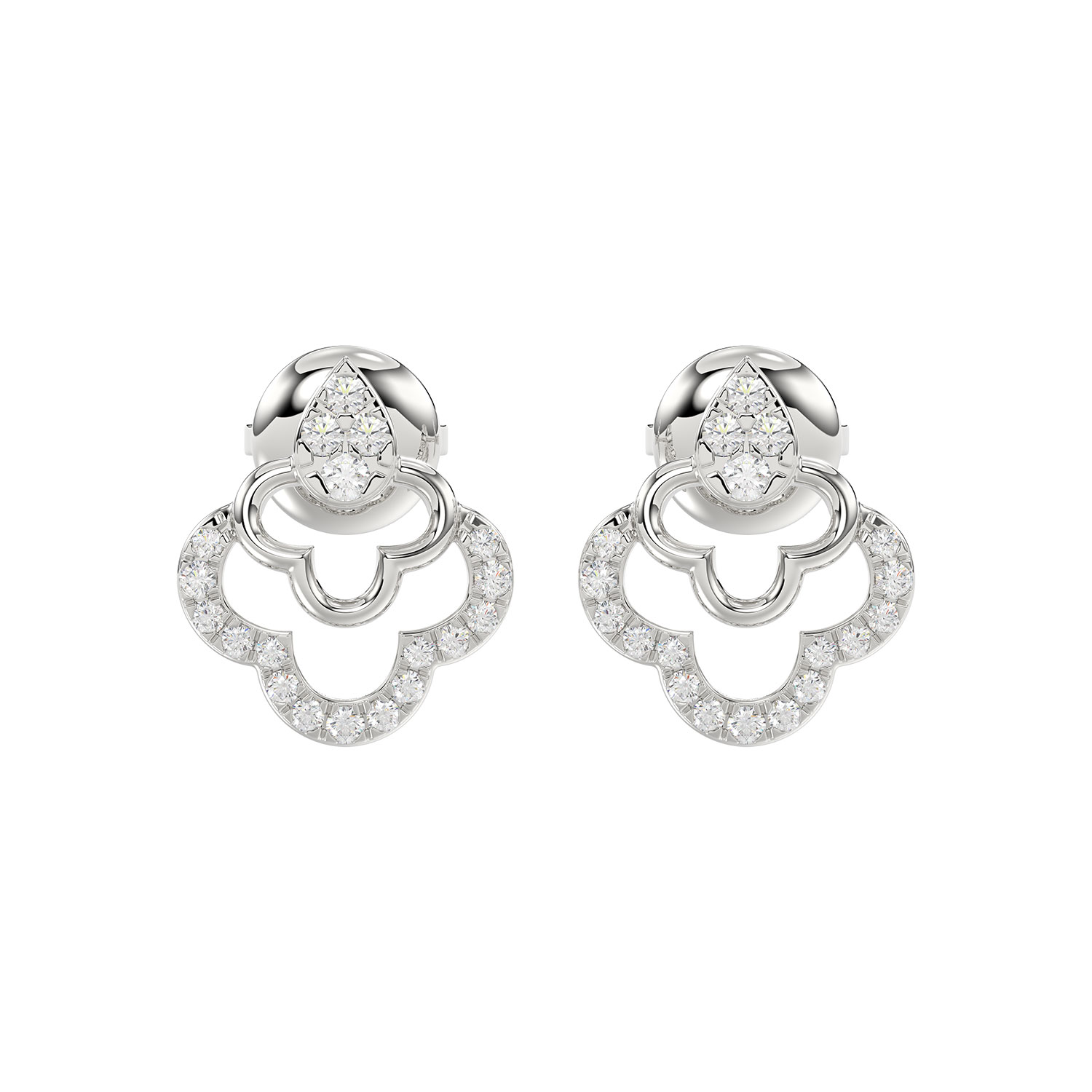 Ladies Sterling Silver 0.13CT Round Diamond Earrings Classic Fashion Jewelry Gift - Image 1