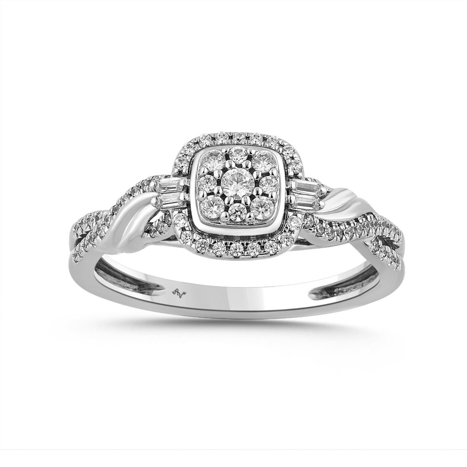 0.25CT Round & Baguette Diamond Ring For Women In Sterling Silver Fashion Jewelry - Image 1