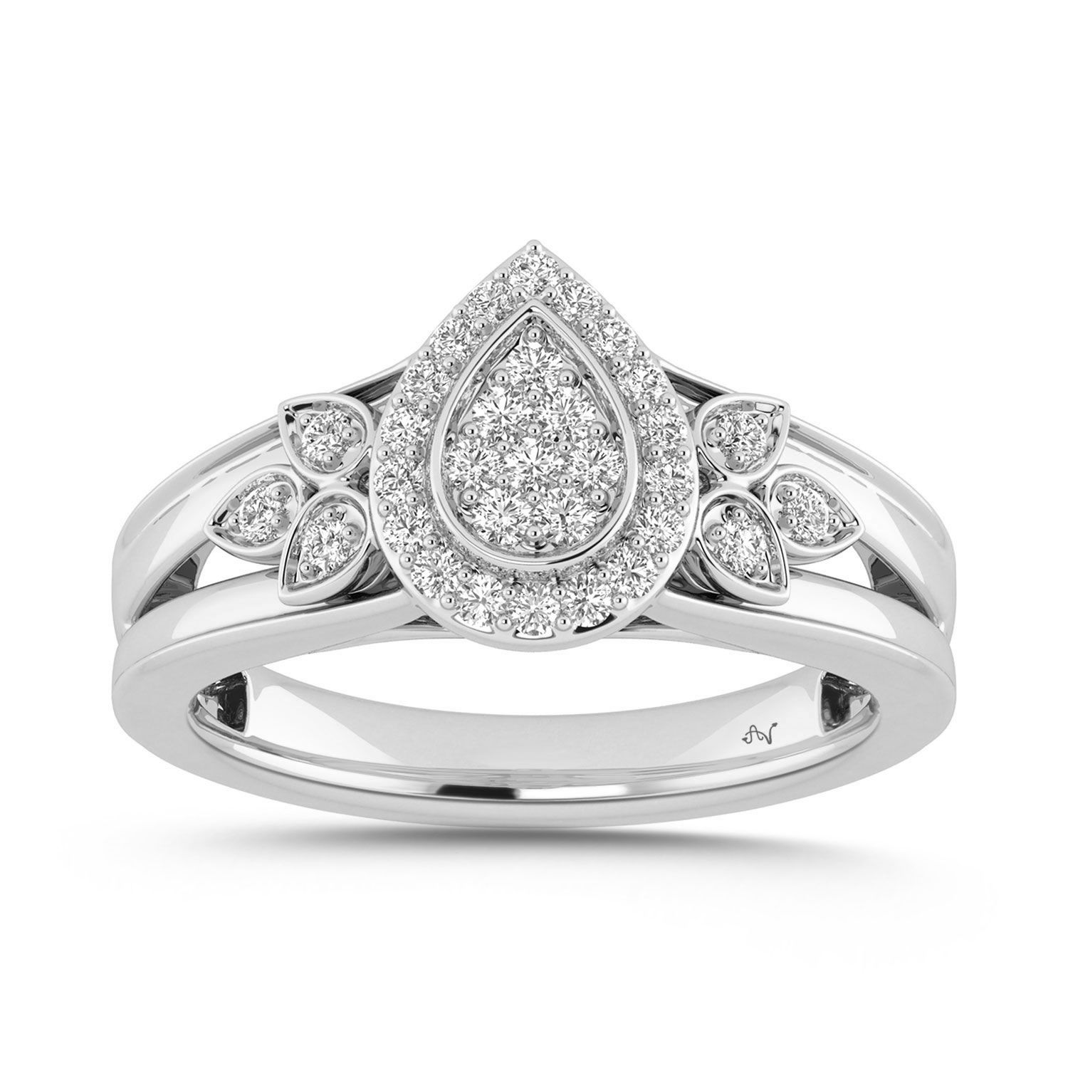 Sterling Silver Ladies 0.33CT Round Diamond Engagement Fashion Ring Elegant Bridal Jewelry - Image 1